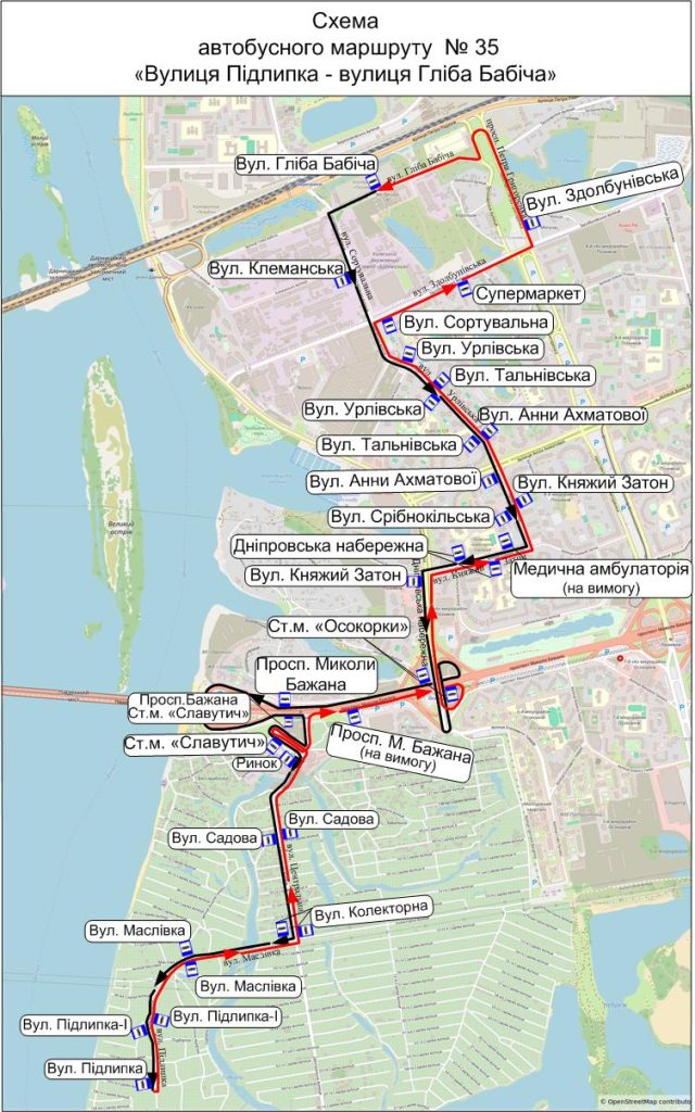 35 автобус Київ: маршрут, розклад руху та зупинки